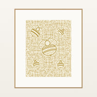 Honeyed Gold Bees Motif – Limited Edition Motif Art Print — Natural gallery mat