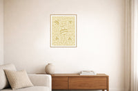 Honeyed Gold Bees Motif – Limited Edition Motif Art Print — Living room lifestyle