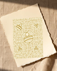 Honeyed Gold Bees Motif – Limited Edition Motif Art Print — Paper/edge detail