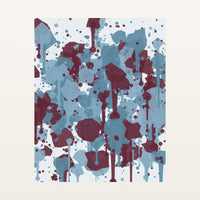Icy Blue & Burgundy Paint Splatter – Signed 50-Edition Giclée Print for Gallery Walls — Unframed flat preview
