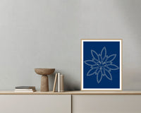 Ikat Crimson Adire – Limited Edition Adire Art Print — Grey wall with bowl