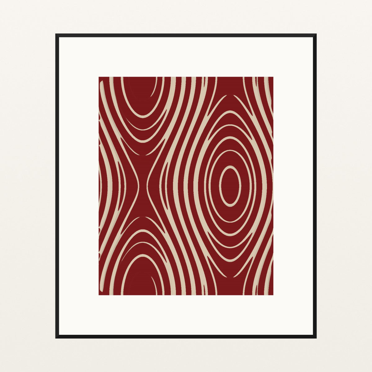 Ikat Crimson Marble Swirl – Signed 50-Edition Giclée Print for Gallery Walls — Black gallery mat