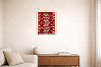 Ikat Crimson Marble Swirl – Signed 50-Edition Giclée Print for Gallery Walls — Living room lifestyle