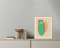 Ikat Crimson Painterly – Signed 50-Edition Giclée Print for Gallery Walls — Grey wall with bowl