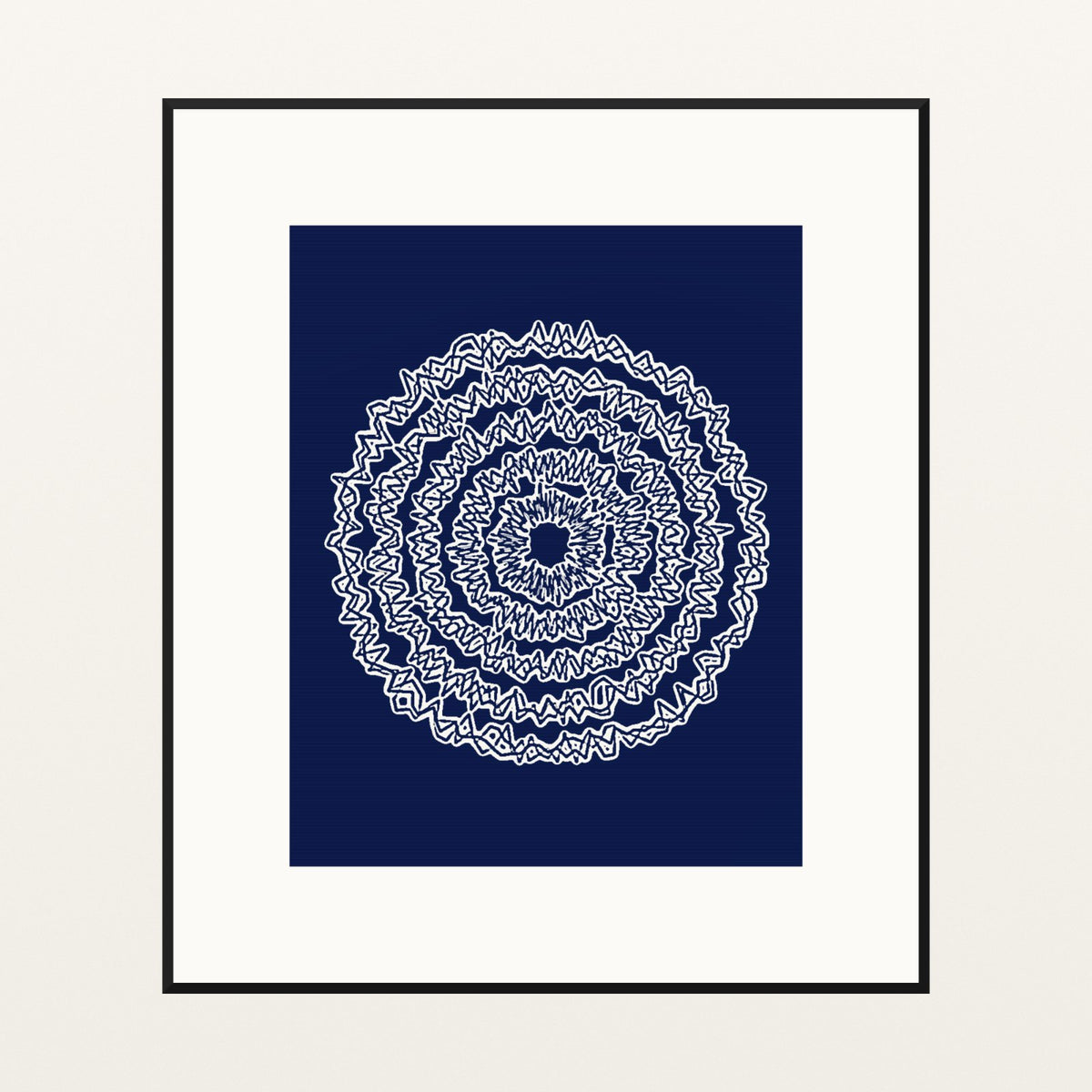 Indigo Abstract Wave – Signed 50-Edition Giclée Print for Gallery Walls — Black gallery mat