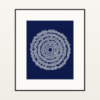 Indigo Abstract Wave – Signed 50-Edition Giclée Print for Gallery Walls — Black gallery mat
