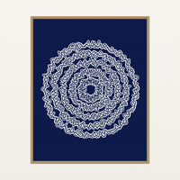 Indigo Abstract Wave – Signed 50-Edition Giclée Print for Gallery Walls — Floating natural frame