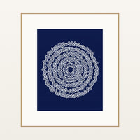 Indigo Abstract Wave – Signed 50-Edition Giclée Print for Gallery Walls — Natural gallery mat