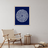 Indigo Abstract Wave – Signed 50-Edition Giclée Print for Gallery Walls — Reading nook