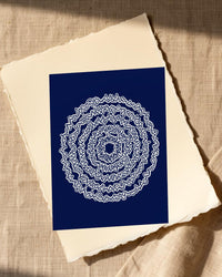 Indigo Abstract Wave – Signed 50-Edition Giclée Print for Gallery Walls — Paper/edge detail