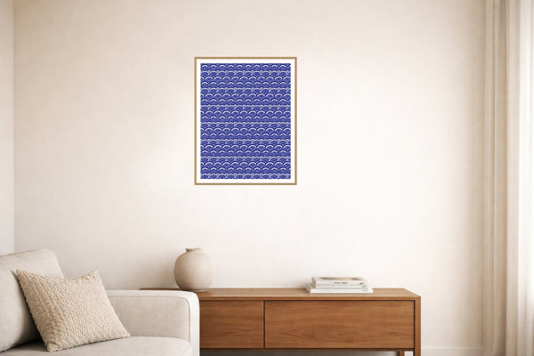 Indigo Classic Ankara Pattern — Living room lifestyle