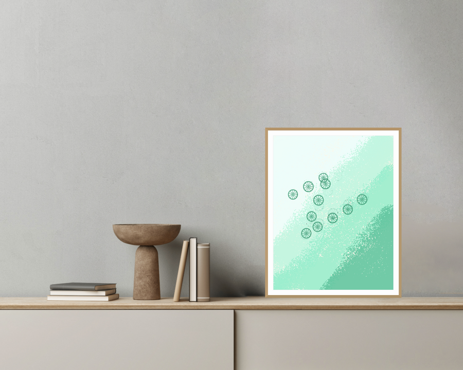 Indigo Textile Digital Artwork – Printable Wall Art — room scene