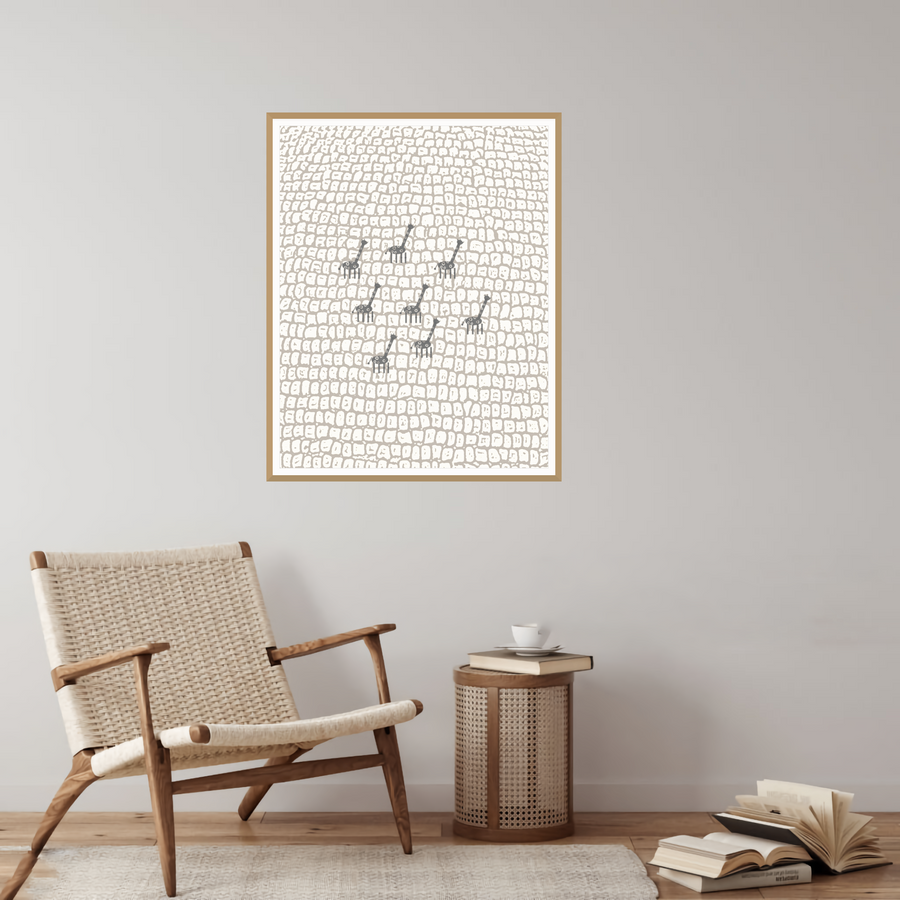 Natural Girafee Motif Limited Edition Line Art  Print — room scene