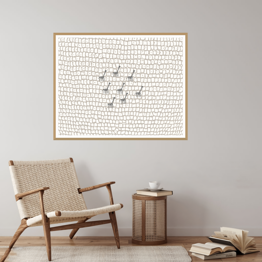 Natural Girafee Motif Limited Edition Line Art  Print — room scene