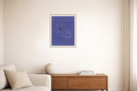 Indigo Sunflower Painterly Etched Line Art