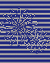Indigo Sunflower Painterly Etched Line Art