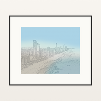 Organic Texture Watercolor-wash Gold Coast Line Art – Limited Edition