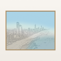 Organic Texture Watercolor-wash Gold Coast Line Art – Limited Edition