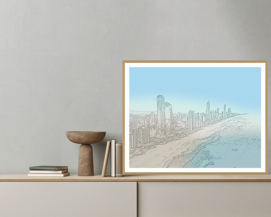 Organic Texture Watercolor-wash Gold Coast Line Art – Limited Edition — room scene