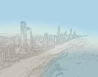 Organic Texture Watercolor-wash Gold Coast Line Art – Limited Edition