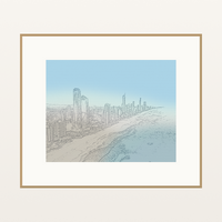 Organic Texture Watercolor-wash Gold Coast Line Art – Limited Edition
