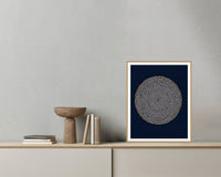 Indigo Sketch-filter – Signed 50-Edition Giclée Print for Gallery Walls — Grey wall with bowl