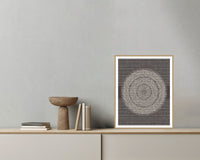 Ink & Vermilion Linear Wall Art Print – Signed Limited Edition Giclée | Modern Gallery Decor — Grey wall with bowl