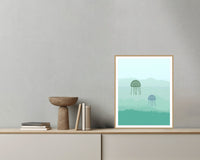 Irish Coast Gradient Sky – Premium Gradient Sky Wall Art Print — Grey wall with bowl