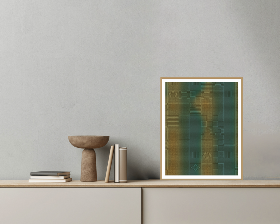 Kente Line Art Organic Texture Wall Art — room scene