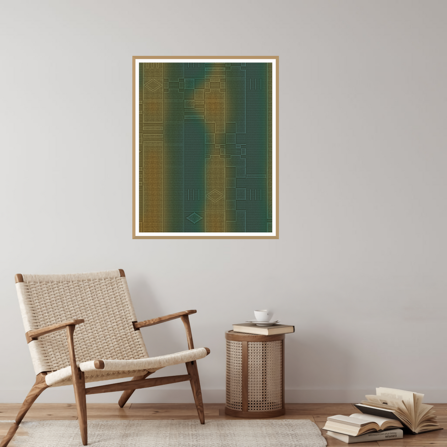 Kente Line Art Organic Texture Wall Art — room scene