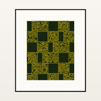 Kente Gold Geometric – Premium Geometric Wall Art Print — Black gallery mat