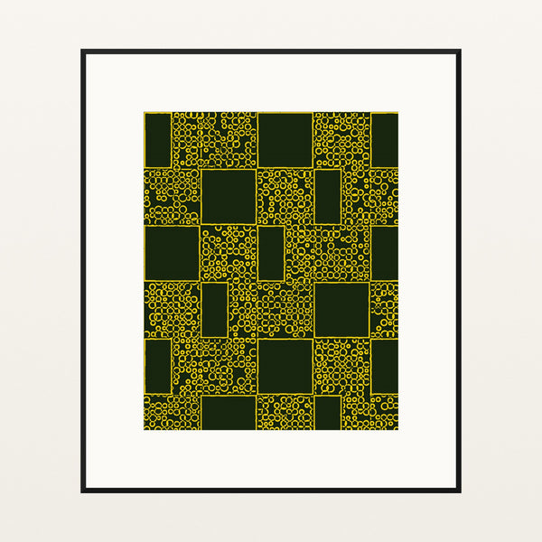 Kente Gold Geometric – Premium Geometric Wall Art Print — Black gallery mat