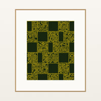 Kente Gold Geometric – Premium Geometric Wall Art Print — Natural gallery mat