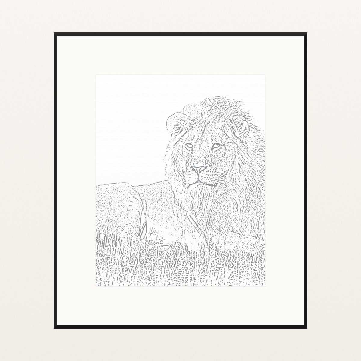 Lavender & Sage Etched Line Art – Signed 50-Edition Giclée Print for Gallery Walls — Black gallery mat