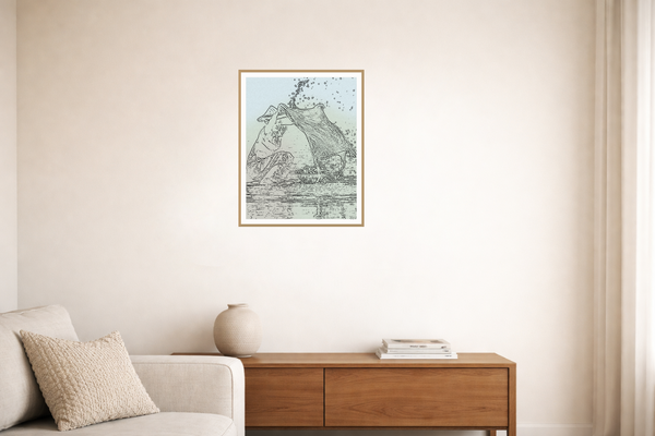 Monochrome Etched Line Art  – Giclée Print for Gallery Walls