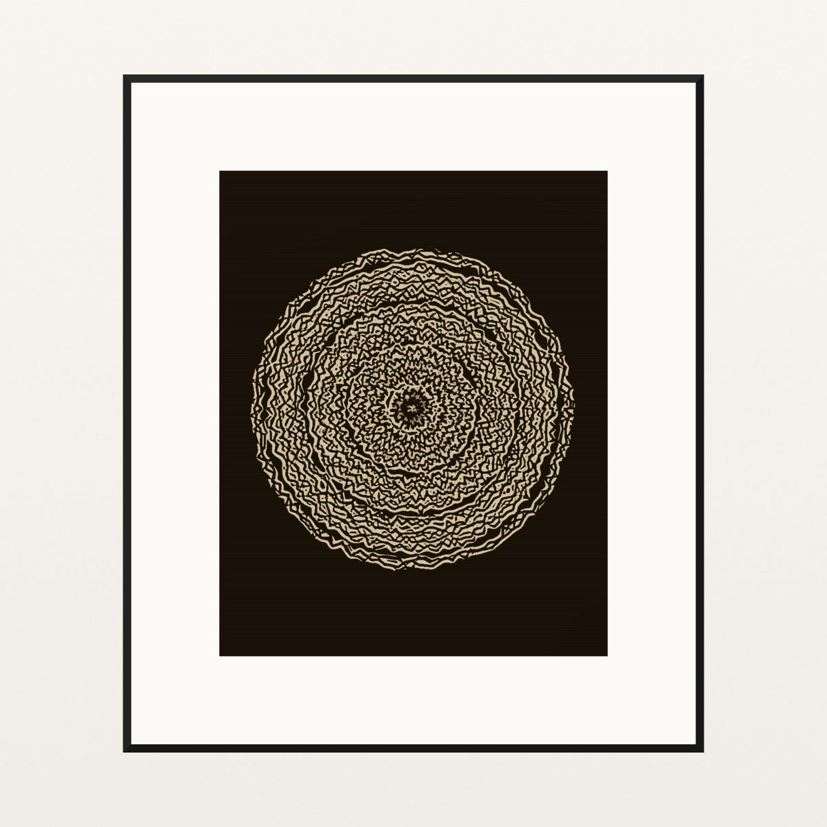 Mudcloth Earth Abstract Wave – Signed 50-Edition Giclée Print for Gallery Walls — Black gallery mat