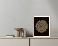 Mudcloth Earth Abstract Wave – Signed 50-Edition Giclée Print for Gallery Walls — Grey wall with bowl