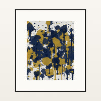 Navy & Mustard Paint Splatter – Signed 50-Edition Giclée Print for Gallery Walls — Black gallery mat