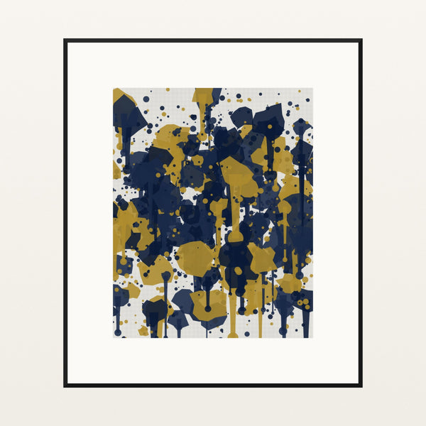 Navy & Mustard Paint Splatter – Signed 50-Edition Giclée Print for Gallery Walls — Black gallery mat