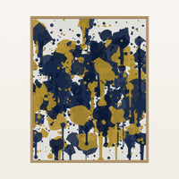 Navy & Mustard Paint Splatter – Signed 50-Edition Giclée Print for Gallery Walls — Floating natural frame