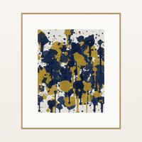 Navy & Mustard Paint Splatter – Signed 50-Edition Giclée Print for Gallery Walls — Natural gallery mat