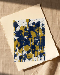 Navy & Mustard Paint Splatter – Signed 50-Edition Giclée Print for Gallery Walls — Paper/edge detail