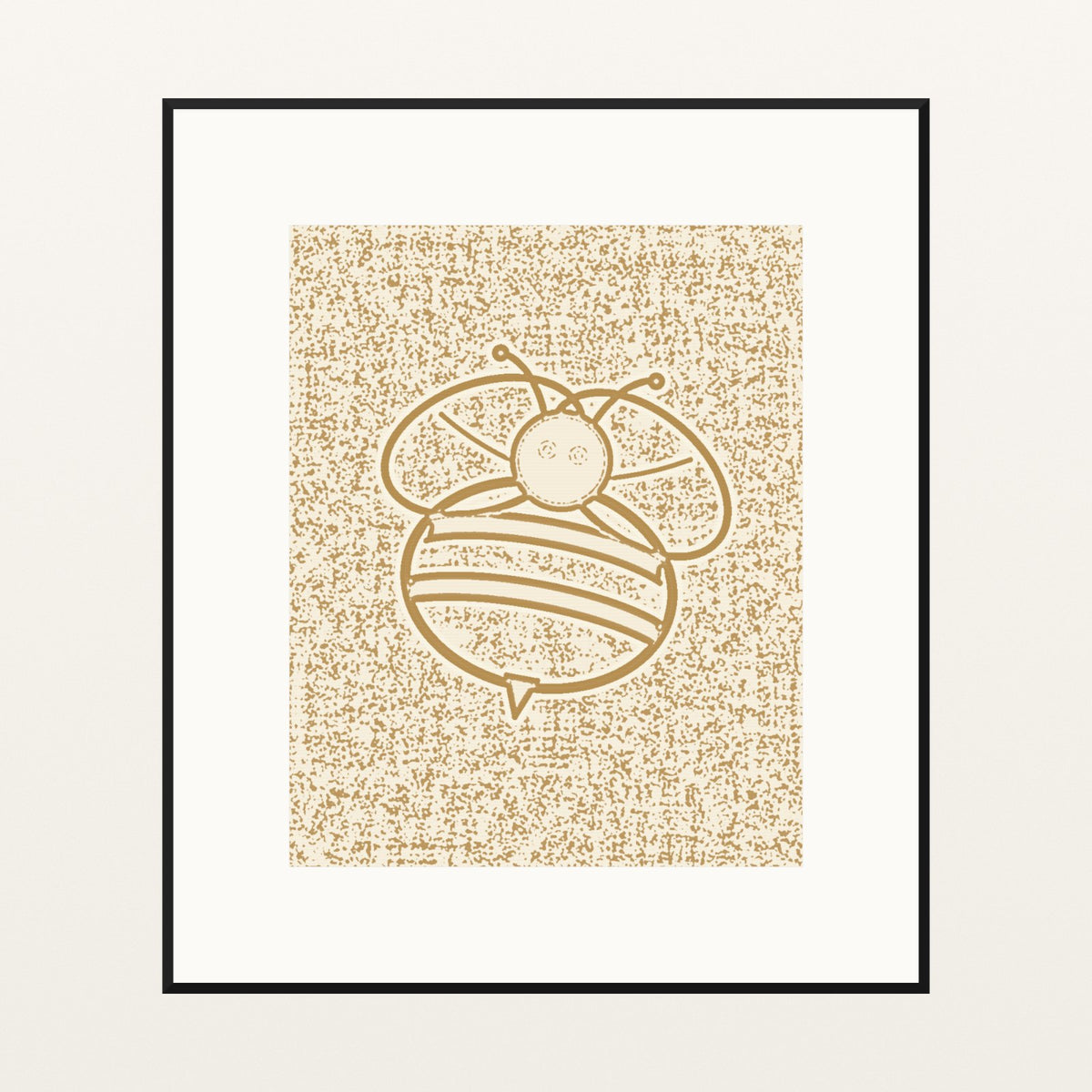 Ochre Wash Bee Motif – Limited Edition Motif Art Print — Black gallery mat