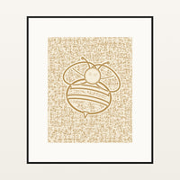 Ochre Wash Bee Motif – Limited Edition Motif Art Print — Black gallery mat