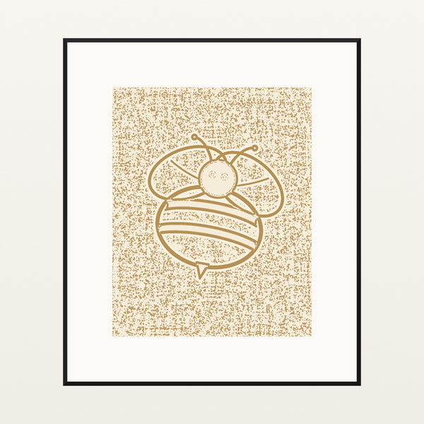 Ochre Wash Bee Motif – Limited Edition Motif Art Print — Black gallery mat