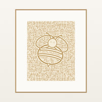 Ochre Wash Bee Motif – Limited Edition Motif Art Print — Natural gallery mat