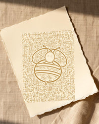 Ochre Wash Bee Motif – Limited Edition Motif Art Print — Paper/edge detail