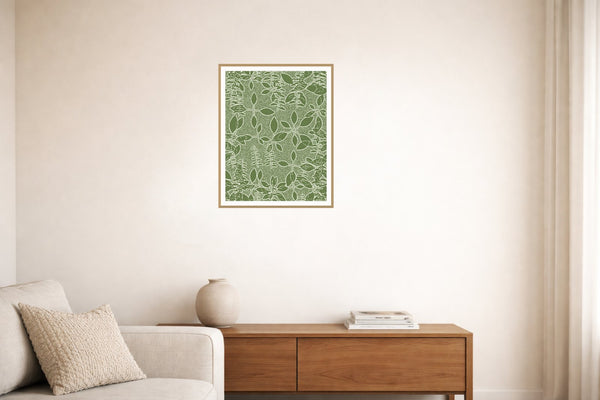 Olive Grove Botanical – Signed 50-Edition Giclée Print for Gallery Walls — Living room lifestyle
