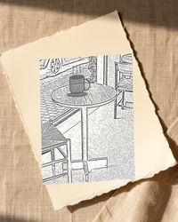 Monochrome Etched Line Art Cafe – Premium Etched Line Art Wall Art Print