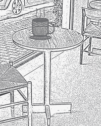 Monochrome Etched Line Art Cafe – Premium Etched Line Art Wall Art Print